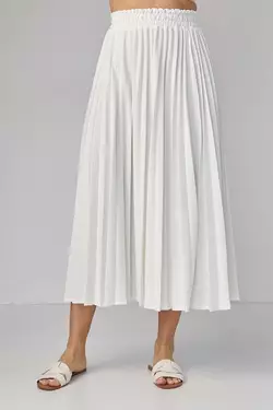 Плиссированная юбка миди - молочный цвет, S (есть размеры)