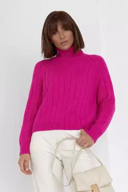 Женский вязаный свитер с рукавами-регланами - фуксия цвет, L (есть размеры)