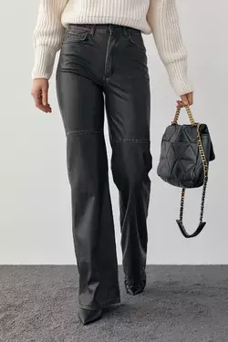 Женские кожаные штаны в винтажном стиле - черный цвет, 36р (есть размеры)