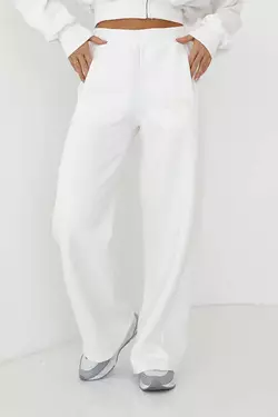 Утепленные трикотажные штаны с карманами - молочный цвет, M (есть размеры)