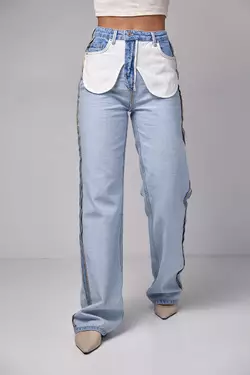 Женские джинсы с эффектом наизнанку - голубой цвет, 38р (есть размеры)