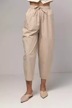 Женские штаны-бананы с карманами - бежевый цвет, M (есть размеры)