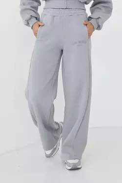 Утепленные трикотажные штаны с карманами - серый цвет, S (есть размеры)