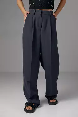 Классические брюки со стрелками прямого кроя - темно-серый цвет, S (есть размеры)