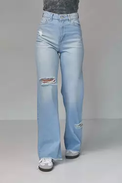 Женские джинсы с рваными элементами - голубой цвет, 36р (есть размеры)
