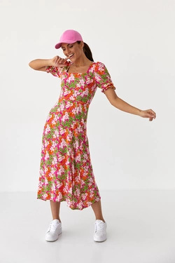 Длинное платье с квадратным декольте и распоркой Barley - розовый цвет, S (есть размеры)