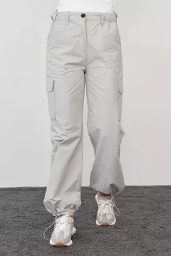 Женские штаны карго в стиле кэжуал - светло-серый цвет, L (есть размеры)