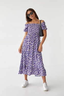 Женское длинное платье с эластичной талией и оборкой ESPERI - фиолетовый цвет, S (есть размеры)