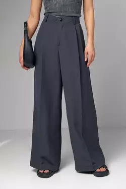 Женские широкие брюки-палаццо со стрелками - темно-серый цвет, L (есть размеры)