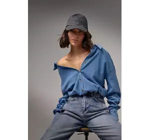 Джинсовая рубашка женская на пуговицах - синий цвет, L (есть размеры)