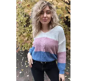 LUREX Полосатый пуловер с косой - голубой цвет, L