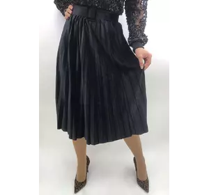 LUREX Велюровая юбка в плиссировку с ремнем - черный цвет, S