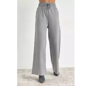 Теплые брюки-кюлоты с высокой талией - серый цвет, M (есть размеры)