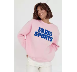 Теплый свитшот на флисе с надписью Paris Sports - розовый цвет, M (есть размеры)