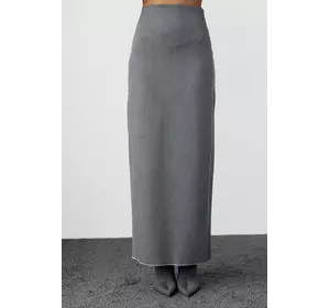 Длинная юбка-карандаш с высоким разрезом - серый цвет, L (есть размеры)