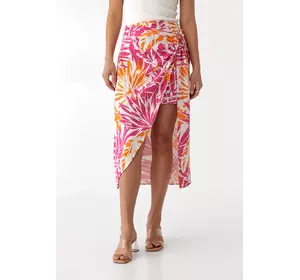 Летняя юбка миди с кулиской Firesh - розовый цвет, S (есть размеры)