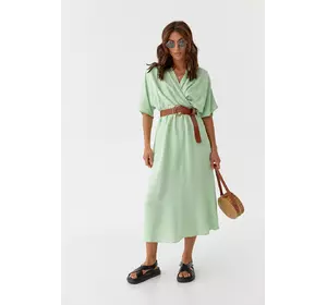Женское платье миди с верхом на запах PERRY - салатовый цвет, L (есть размеры)