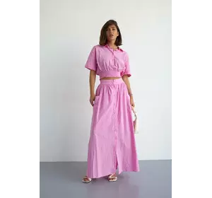 Летний юбочный костюм на пуговицах - розовый цвет, 40р (есть размеры)