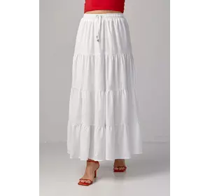 Длинная юбка с воланами - молочный цвет, M (есть размеры)