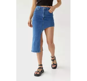 Джинсовая юбка с асимметрией - джинс цвет, 34р (есть размеры)