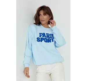 Теплый свитшот на флисе с надписью Paris Sports - голубой цвет, S (есть размеры)