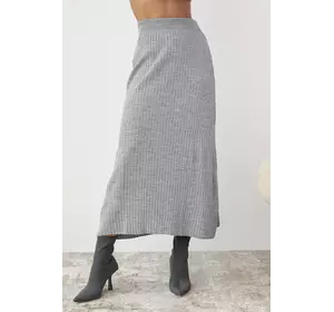 Женская юбка миди в широкий рубчик - серый цвет, L (есть размеры)