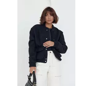 Женская куртка из букле на кнопках - черный цвет, L (есть размеры)