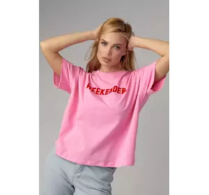 Трикотажная футболка с надписью Weekender - розовый цвет, L (есть размеры)