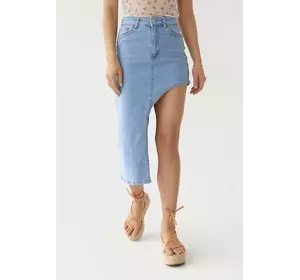Джинсовая юбка с асимметрией - голубой цвет, 38р (есть размеры)