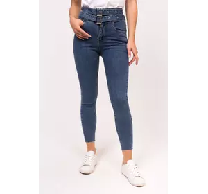 M-M Облегающие женские джинсы с вшитым ремнем - джинс цвет, S