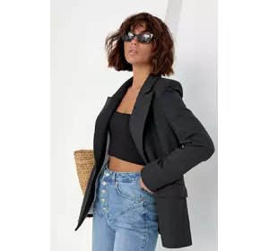 Классический женский пиджак без застежки - темно-серый цвет, M (есть размеры)