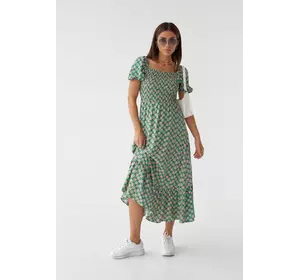 Женское длинное платье с эластичным поясом Fame istanbul - зеленый цвет, S (есть размеры)
