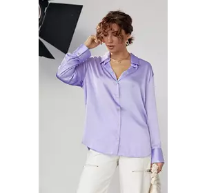 Шелковая блуза на пуговицах - фиолетовый цвет, M (есть размеры)