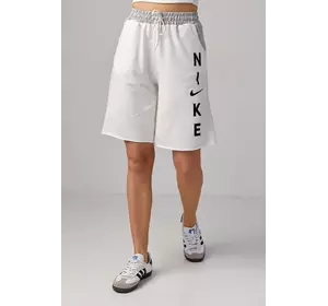 Женские трикотажные шорты с надписью Nike - молочный цвет, L (есть размеры)