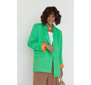 Женский пиджак с цветной подкладкой - зеленый цвет, M (есть размеры)