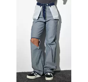 Двусторонние рваные джинсы в стиле grunge - голубой цвет, 36р (есть размеры)