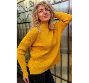 P-M Стильный свитер с геометрическим узором - горчичный цвет, XL/XXL