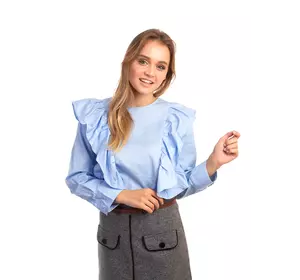Bel Mode Элегантная блуза с рюшами - голубой цвет, S