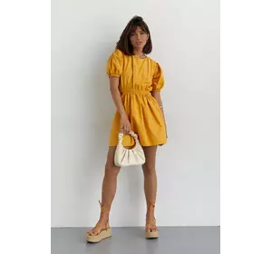 Короткое однотонное платье с вырезом на спине - желтый цвет, L (есть размеры)