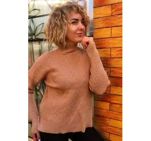 P-M Стильный свитер с геометрическим узором - кофейный цвет, XL/XXL