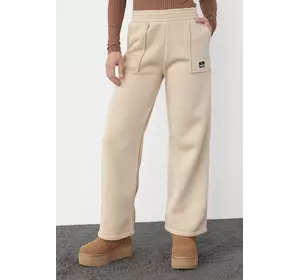 Трикотажные штаны на флисе с накладными карманами - кофейный цвет, S (есть размеры)