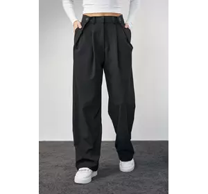 Классические брюки с акцентными пуговицами на поясе - черный цвет, S (есть размеры)