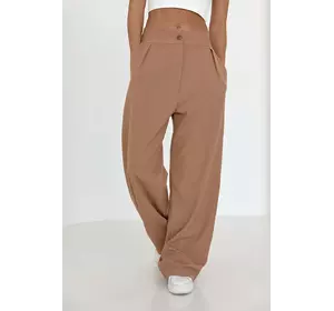 Женские брюки свободного кроя с карманами - коричневый цвет, L (есть размеры)