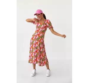 Длинное платье с квадратным декольте и распоркой Barley - розовый цвет, S (есть размеры)