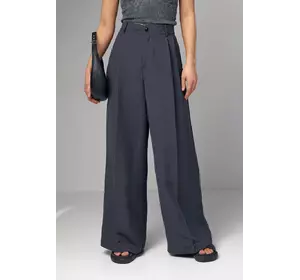 Женские широкие брюки-палаццо со стрелками - темно-серый цвет, L (есть размеры)