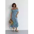Женское длинное платье с эластичной талией и оборкой ESPERI - голубой цвет, L (есть размеры)