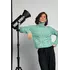 Женский свитер из крупной вязки в косичку - мятный цвет, L (есть размеры)