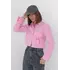 Укороченная женская рубашка с накладным карманом - розовый цвет, L (есть размеры)
