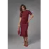 Силуэтное платье миди с драпировкой - бордо цвет, S (есть размеры)