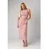 Силуэтное платье миди без рукавов с драпировкой - розовый цвет, L (есть размеры)